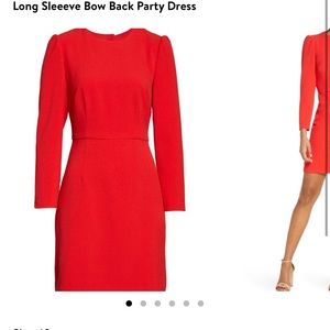 Long sleeve bow back party dress